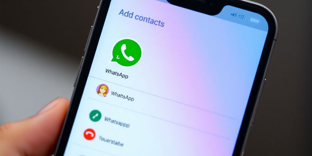 Smartphone mit WhatsApp-Kontaktverwaltung auf dem Bildschirm.