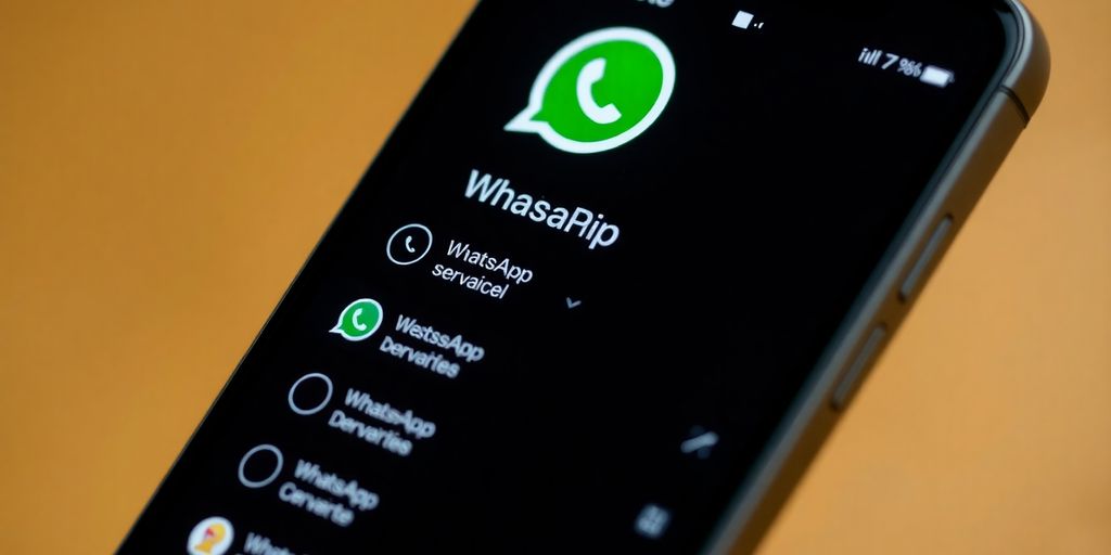 Hyperrealistische Darstellung eines Smartphones mit WhatsApp-Kontakten.